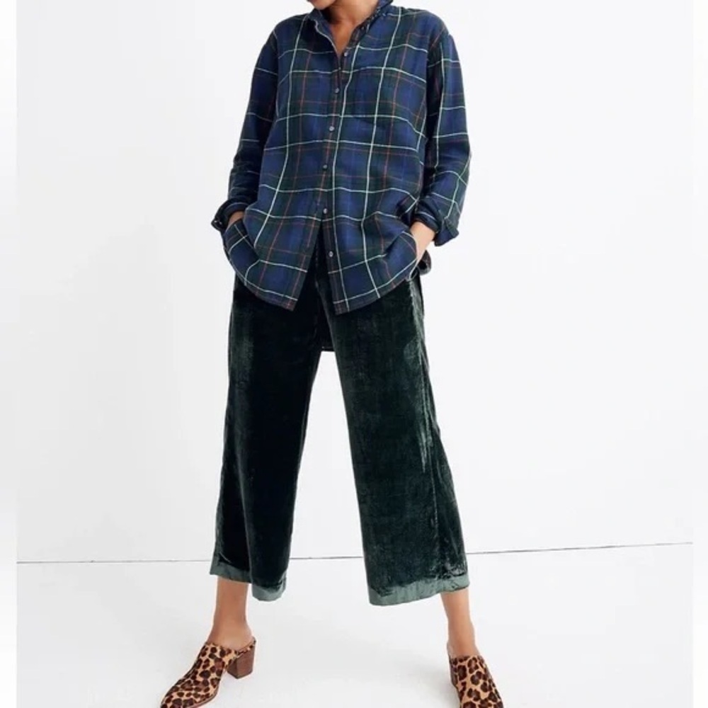 Madewell Green Velvet Huston Pull-On Crop Pants in Emerald Green- Size Small